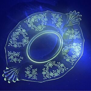 Fostoria Meadow Rose 8in Oval Baroque Two Handled Plate